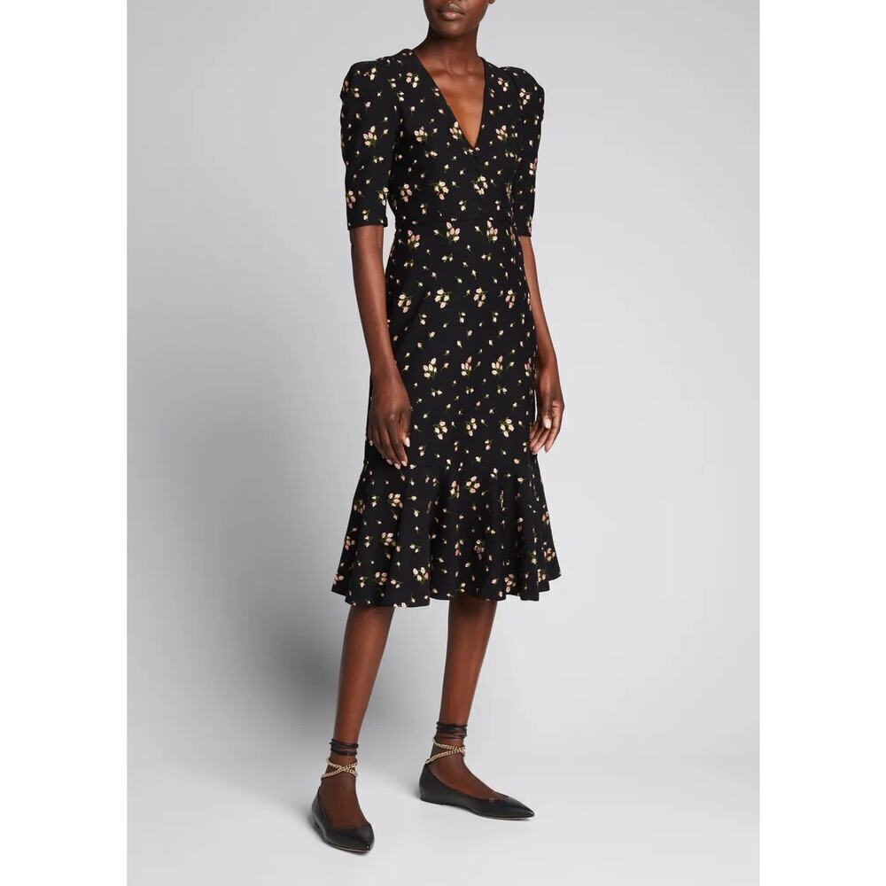 Erdem Ottavia Embroidered Flower Bud Midi Dress